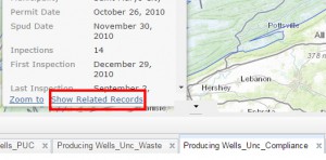 Screenshot showing the related records button at the bottom of the record