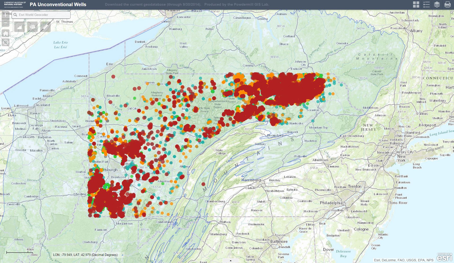 GIS Lab Releases New Pennsylvania Unconventional Wells Map Viewer