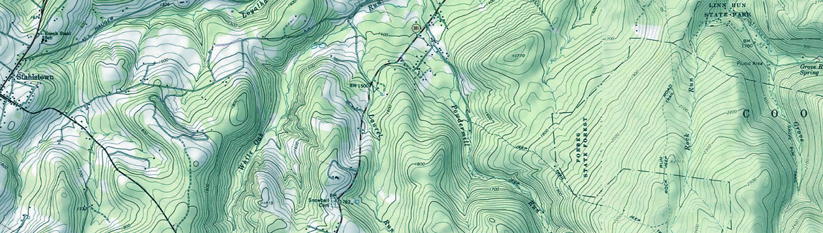 Topographical map of southwestern Pennsylvania